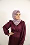 Classy Satin Maxi Dress with Button Array - Mulberry Red - 3