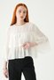 Ecru Crew Neck Layered Blouse 251181 - 6
