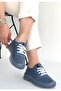 Otja Blue Genuine Leather Laser Lace-Up Sneakers - 3
