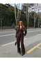 Brown Cape Detailed Jacket and Trousers Set - 202604 - 5