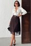 Women's Stylish Belt Piece Elegant Lace Detailed Asymmetrical Cut Lace Skirt - 4