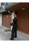 Black Cape Detailed Jacket and Trousers Set - 202604 - 6