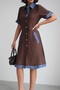 Women's Denim Detailed Buttoned and Collared Short Sleeve Pocketed Dress - 4