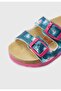 Girl's Cork Sole Buckled Slipper Fuchsia/Blue - 5