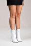 White Leather Pointed Toe Wedge Heeled Women's Boots Polly - 6