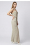 Women's Spaghetti Strap V-Neck Belted Wide Leg Jumpsuit with Chest Decolletage Detail - 3