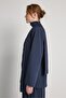 Women's Navy Blue Scarf Detailed Lined Jacket 31001 - 7