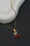 Cherry Model Stone Detailed Gold Steel Necklace – Elegant Women's Necklace - 5