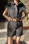 Staple Detail Embroidery Denim Jumpsuit - Black Black - 3
