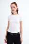 Yanıları Ruched Modal Basic T-Shirt P4532 - 2