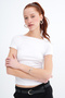 Yanıları Ruched Modal Basic T-Shirt P4532 - 5