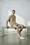 Men's Beige Printed Striped Detail Tracksuit Set - 3