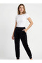 Women's Black Drawstring Waist Velvet Jogger Pants Sweatpants Nj109 - 2