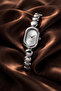 Minimal Oval Case Elegant Silver Stone-Looking Women's Wristwatch – Premium Series