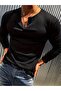 Menmecho Men's Slim Fit Stretch Fabric Henley Collar Long Sleeve T-Shirt - Buttoned Stretchy Fabric