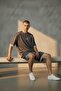 Men's Smoke Gray Printed Striped Detail Tracksuit Set - 3