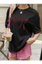 Women's Bow Printed Oversized T-Shirt Loose Fit