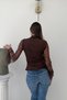 Brown Halter Neck Blouse with Pen Detail, Pack of Lace - 6