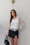 White Crew Neck Floral Pattern Blouse with Lining Detail, Pack of Lace
