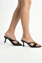 Raven Large Gold Accessory Cross-Strapped Goblet Heels Slipper - Black Crinkled - 5