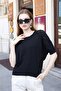 Round Neck Half Bat Sleeve Openwork Hole Detailed Summer Roomy Stylish Knitwear Blouse