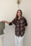 Brown Floral Embroidered Chiffon Shirt - 2