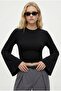 Women's Hazel Crew Neck Long Sleeve Basic Black Knitted Blouse
