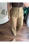 Cotton Linen Fabric Palazzo Pants - Belt Comfortable Cut with Elastic Pleated Detail - 6