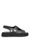 D26Ys-5185 Women's Genuine Leather Flat Sandals Black