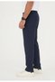 Men's Striped Gofra Navy Blue Baggy Trousers - Relaxed Fit, Stretchy Seersucker Fabric - 3