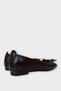 Bow Detail Wrinkled Leather Women's Ballet Flats Brown - 4