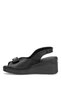 D26Ys-5295 Women Genuine Leather Wedge Heel Sandals Black - 3