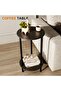 BITYODD Round Side Table Set of 2, Black Round End Table with Storage, 2-Tier Modern Accent Table, S - 6