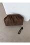 The Moiss Glow Brown Suede Large Size Knitted Detailled Hand, Shoulder and Crossbody Bag Piece, 33 cm X 21 cm - 7