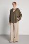 Women's Khaki V-Neck Tencel Fabric Oversized Shirt 31006 - 7