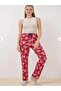 Single Jersey Bowknot Teddy Bear Pattern Plaid Women's Pajama Bottoms - 2
