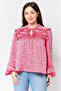 Women Tie Neckline Long Sleeve Floral Print Shirt, Multicolor