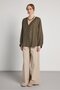 Women's Khaki V-Neck Tencel Fabric Oversized Shirt 31006 - 2