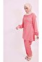 Libaslab Tawoos - Enchanting Modest Two Piece Co-ord Set with Knot Detailing on Sides - Peach Pink - 5