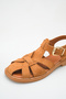 Women's Tan Suede Buckle Detail Flat Sole Sandals - 5