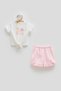 100% Cotton Baby Girl Set Rainbow Printed T-Shirt and Ruffle Shorts (6-24 Months)