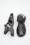 Women's Black Skin Buckle Detail Flat Sole Sandals - 4