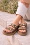Pastel Gold Gold Buckle Detail High Sole Women's Slipper Beach Sand Beach Pool Slipper - 3