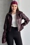 Women's Cropped Leather Jacket - Burgundy New Season with Corset Detail - 7