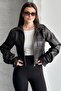 Women's Cropped Leather Jacket - Brown New Season Corset Detail - 5
