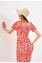 Women's Patterned Cropped Blouse and Slit Skirt Top and Bottom Set - 2