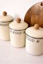Set of 3 Enameled Jars with Wooden Handles - 2