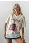 New season white color matcha tea print detailed design t-shirt - ecru - l - 3