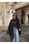 Black Vorteks Knitwear Poncho