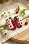 Set of 2 Hand Knitted Strawberry Daisy Figured Snap Buckles - White Daisy Strawberry Knitted Buckle - 4